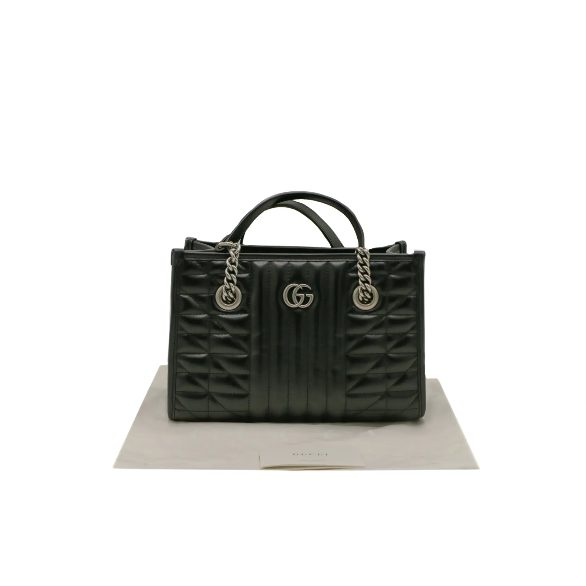 [Gucci-27483] Gucci GG Marmont Aria Small Matelasse Black Shoulder Tote Bag 681483