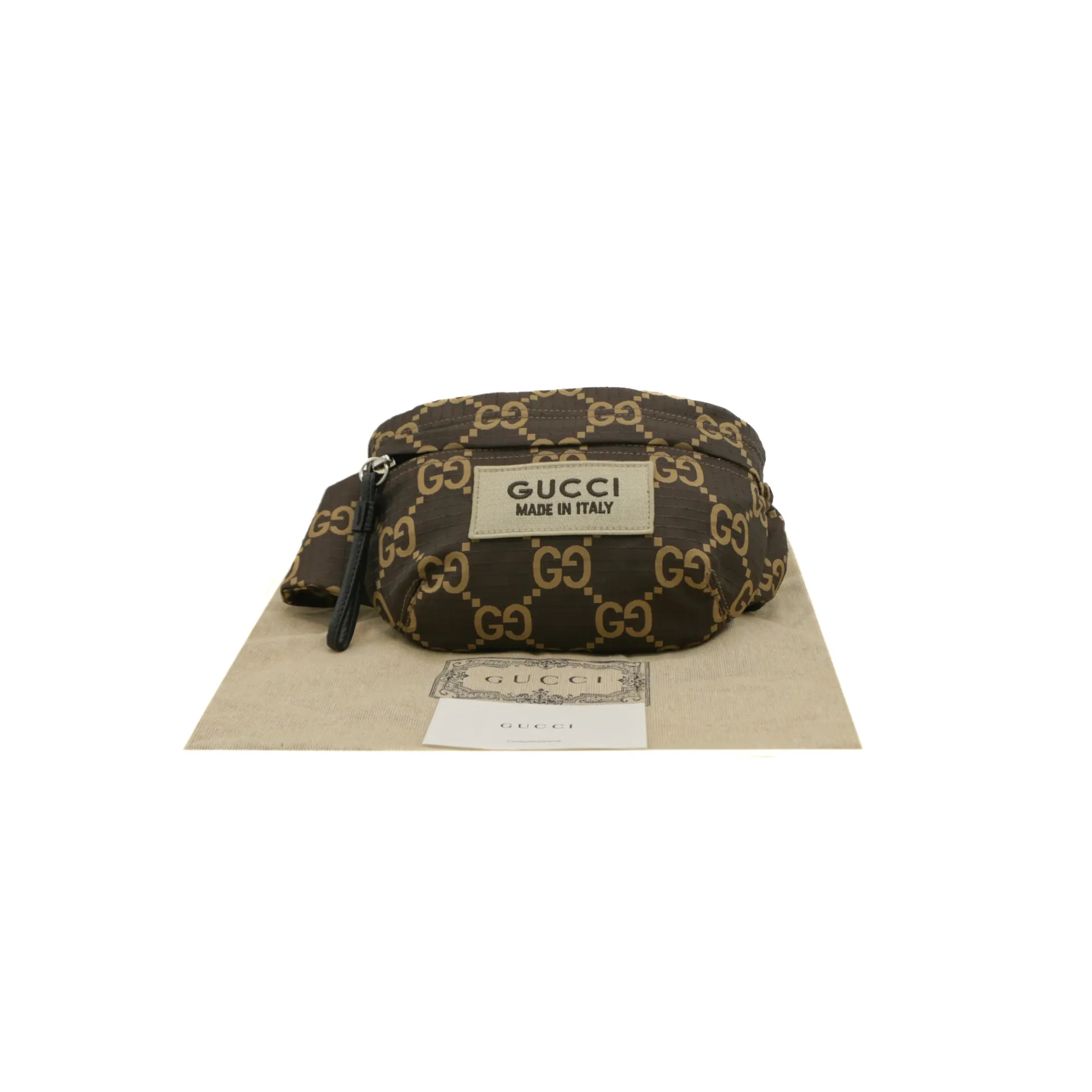 Gucci GG Logo Beige/Ebony Nylon Belt Bag 767934