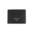 Prada Soft Leather Triangle Logo Cardholder Black