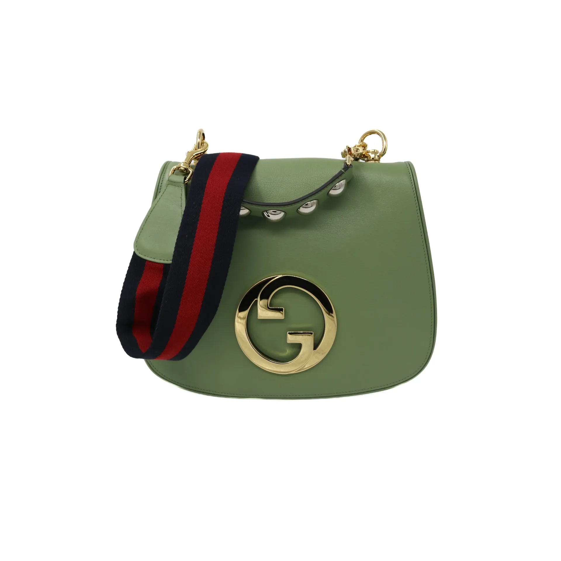 Gucci Blondie Medium Top Handle Shoulder Bag Salamander Green 721172