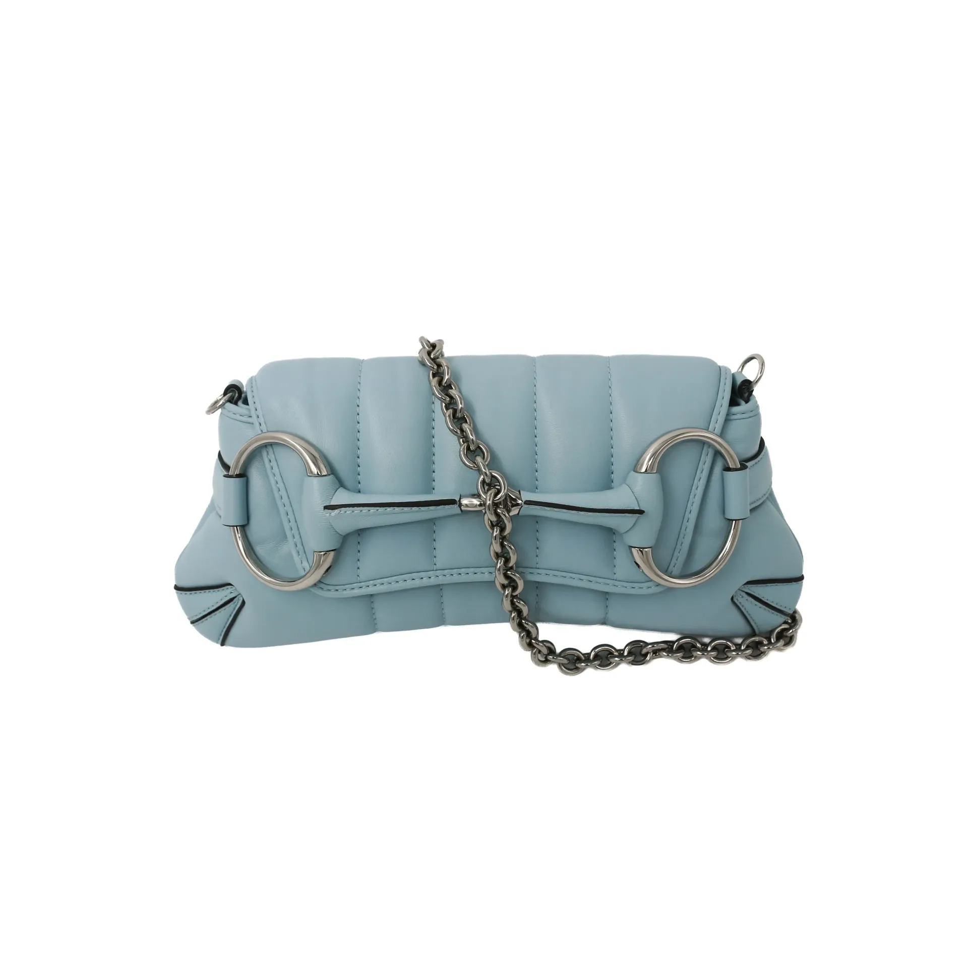 Gucci Maxi Horsebit Matelasse Medium Shoulder Bag Crystal Snow 764339