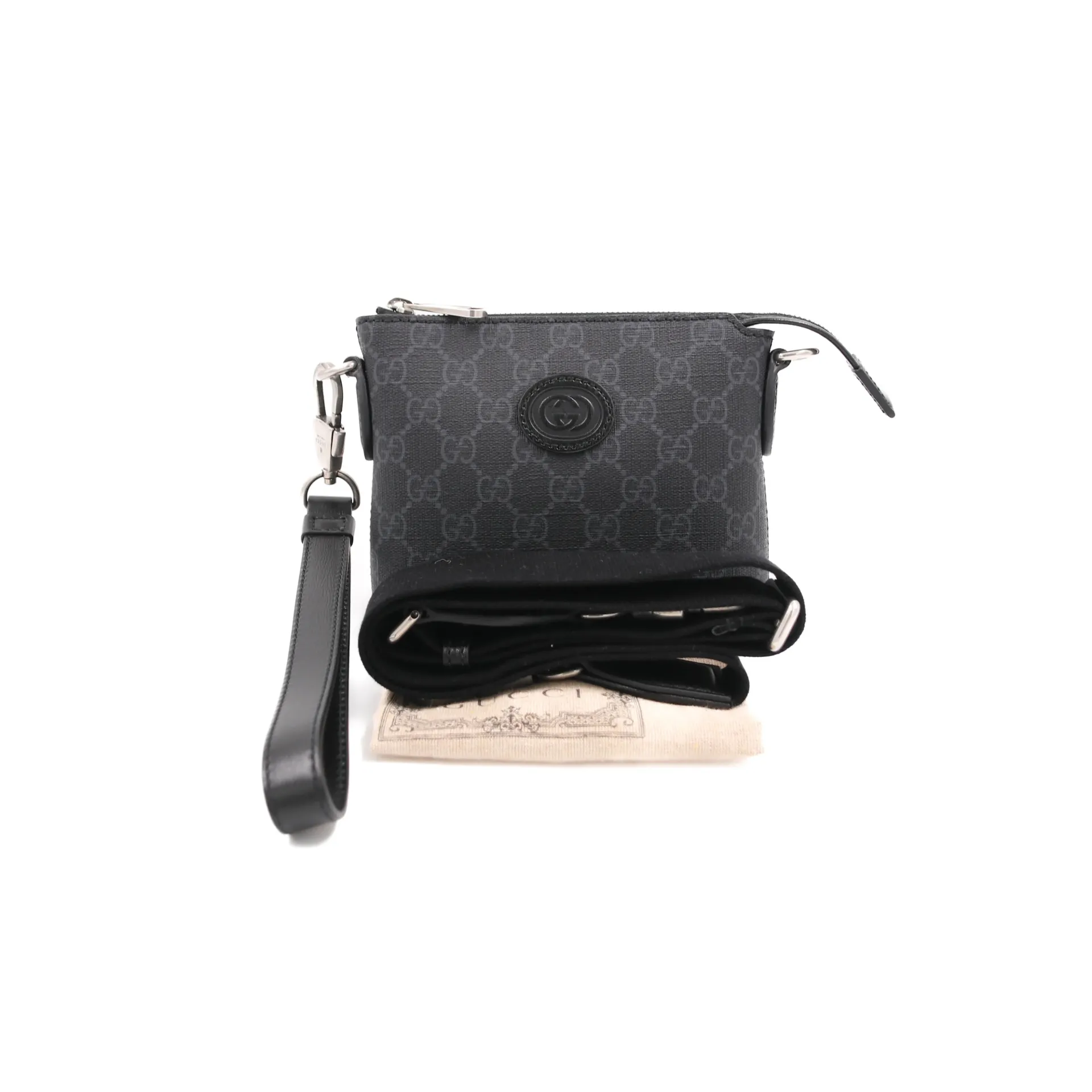 Gucci GG Supreme Shoulder Bag Black 723306