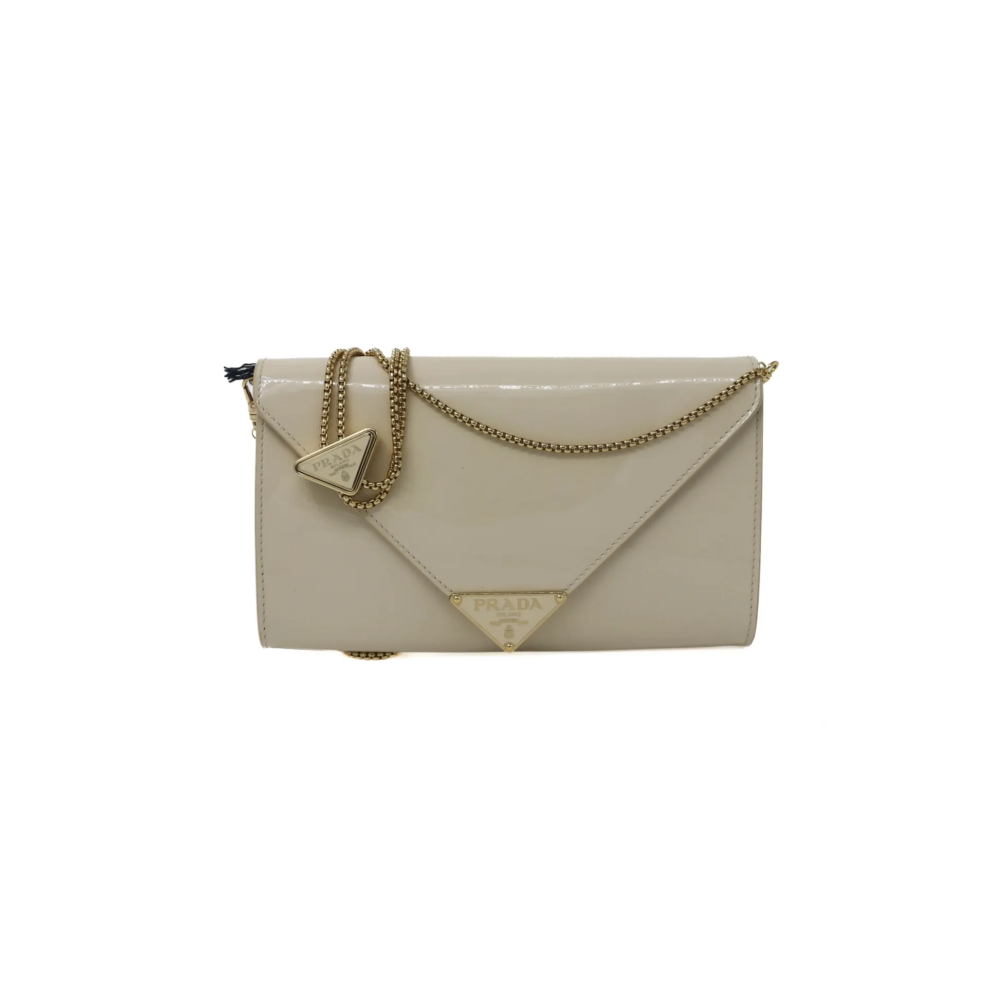 Prada Envelope Triangle Logo-plaque Crossbody Bag White