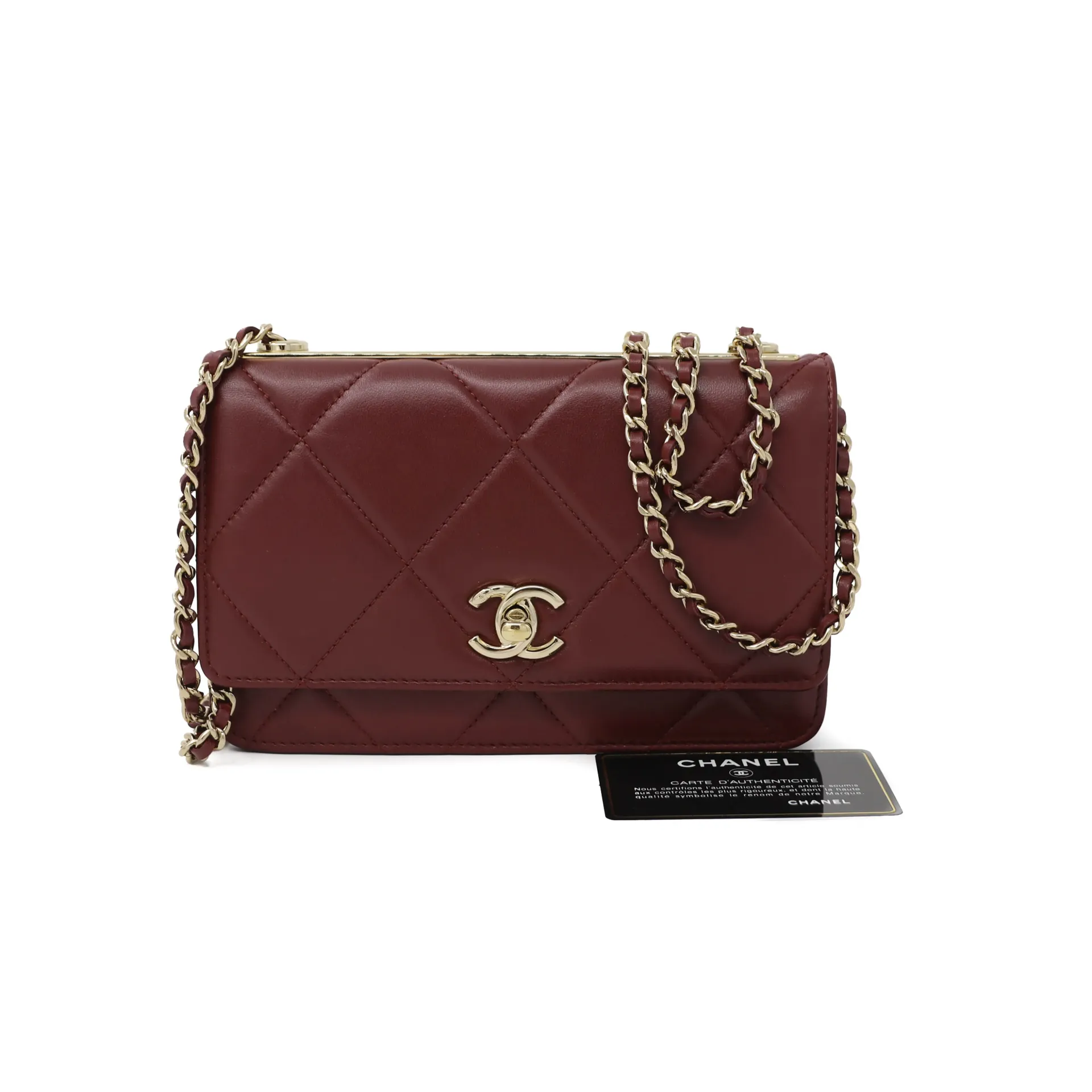 Chanel Trendy CC Lambskin Wallet on Chain Burgundy