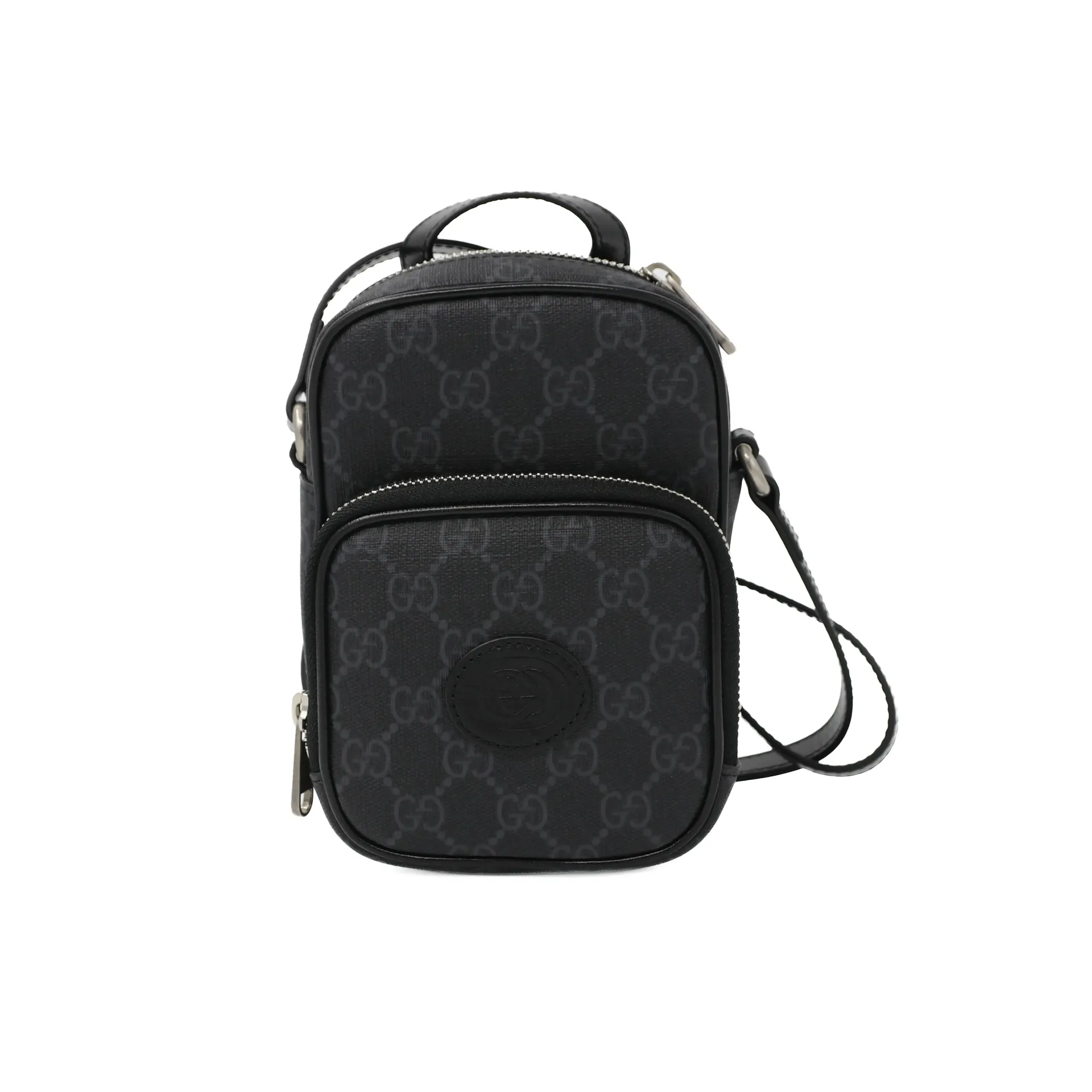 [Gucci-28345] Gucci Interlocking G Mini Shoulder Bag 672952 Black