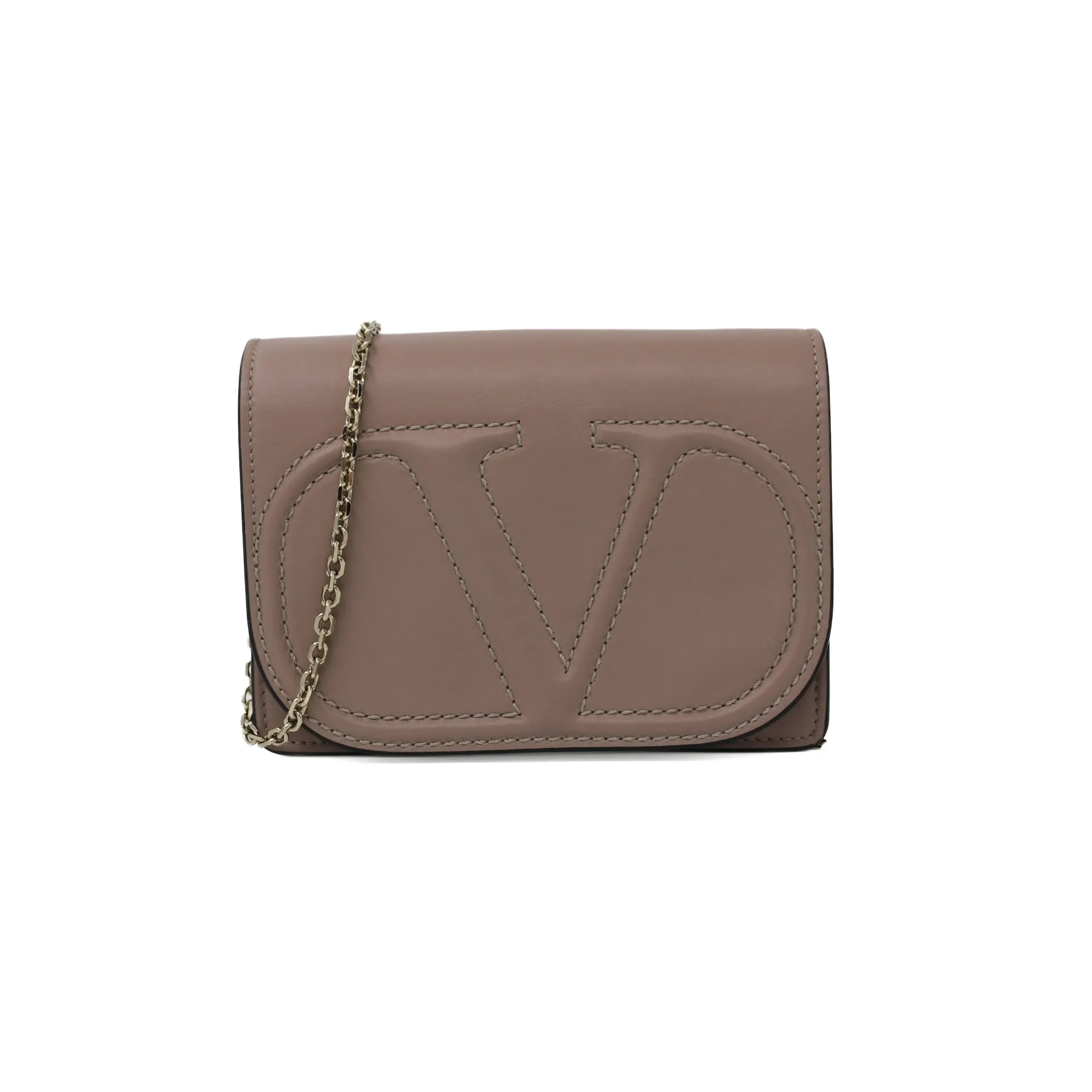 [Valentino-28439] Valentino Garavani VLogo Leather Crossbody Clutch