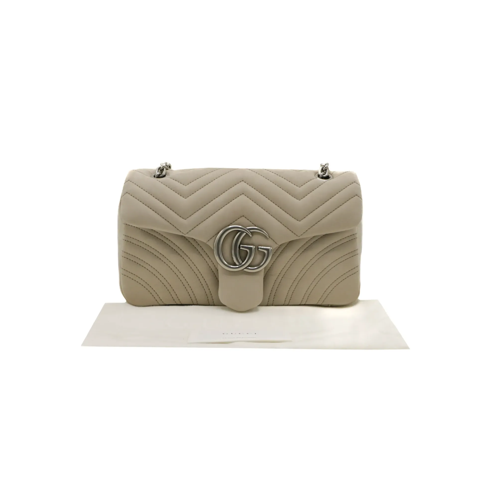 Gucci GG Marmont medium shoulder bag in light grey Soft Leather 837267