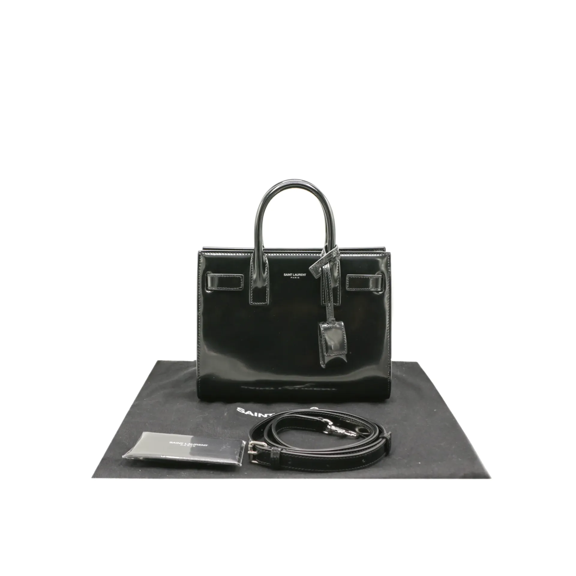 [Yves-Saint-Laur-28507] Yves Saint Laurent Sac de Jour Black Patent Leather Tote Bag