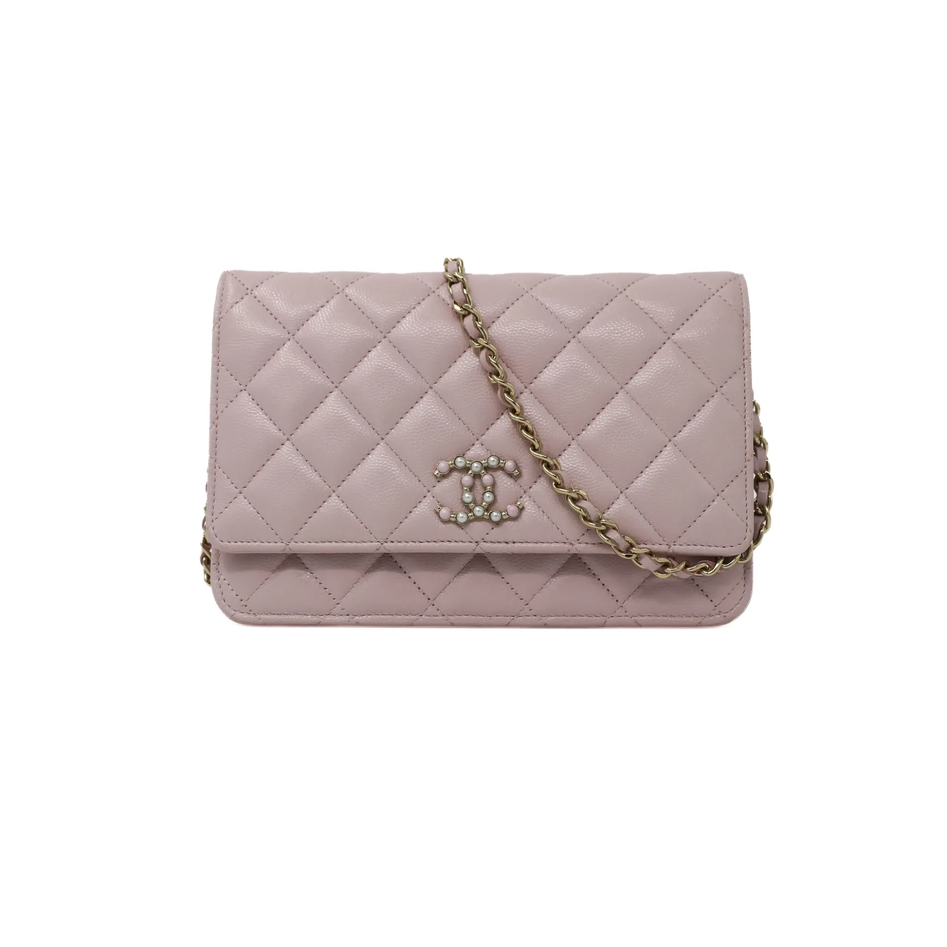 Chanel Caviar Coco Candy Wallet On Chain WOC Light Pink