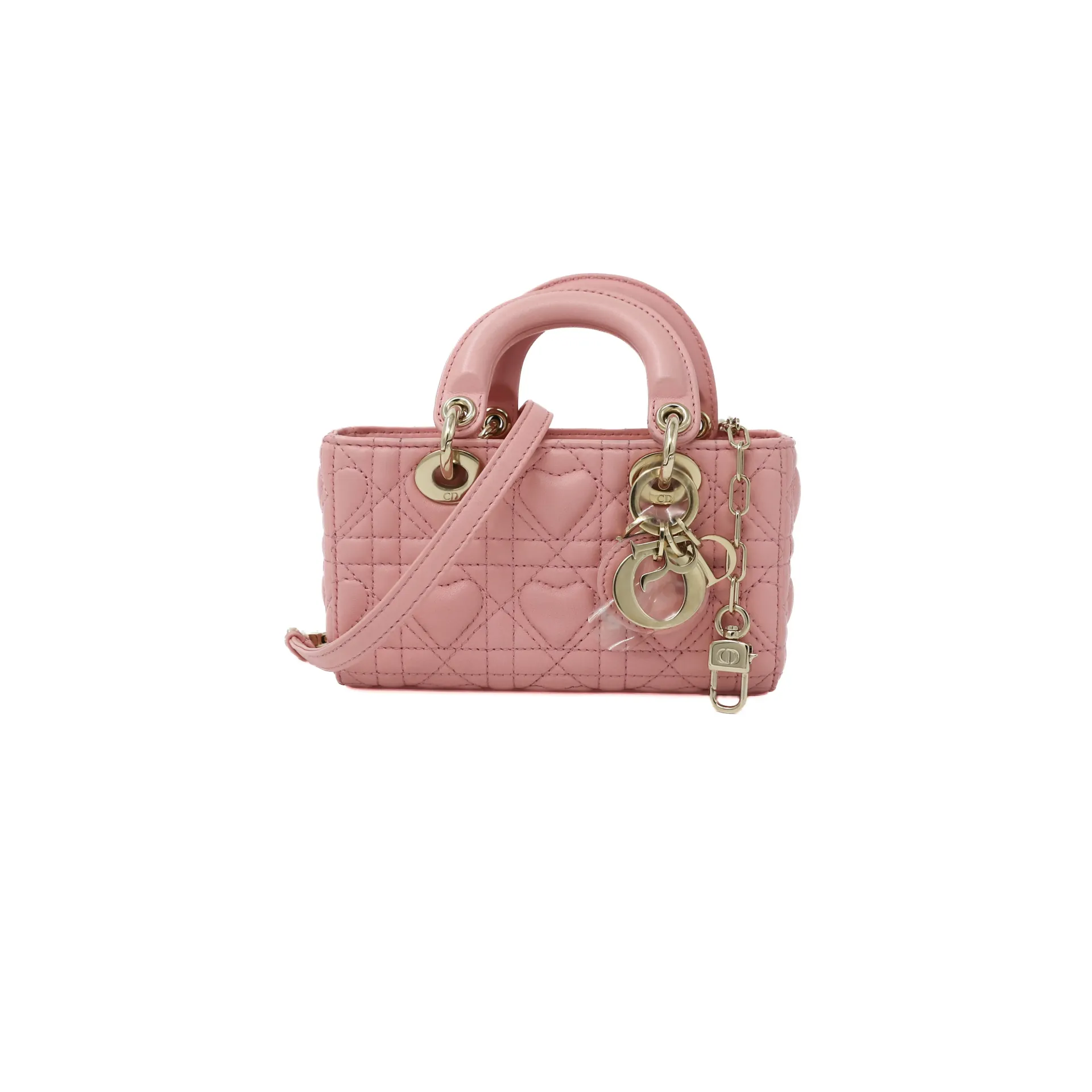 [Christian-Dior-28659] Christian Dior Mini Lady D-Joy Bag in Pink Cannage Lambskin