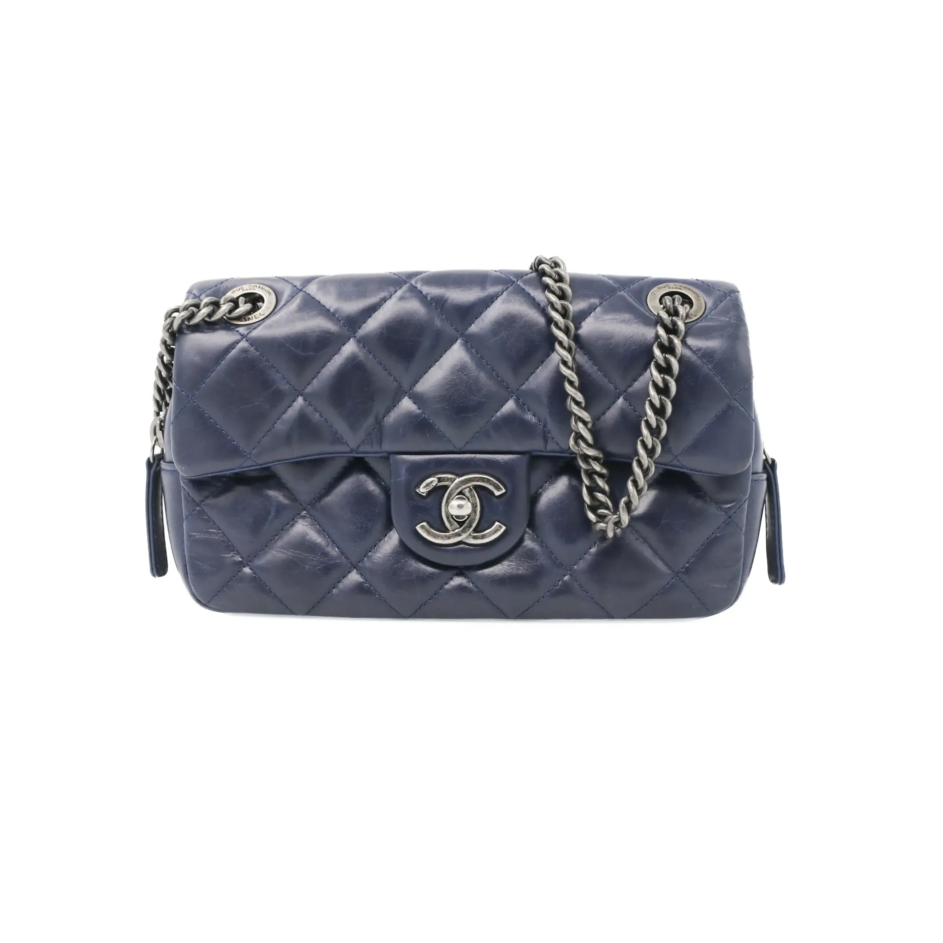 [CHANEL-28664] Chanel Glazed Calfskin Quilted Medium Flap Bag Blue
