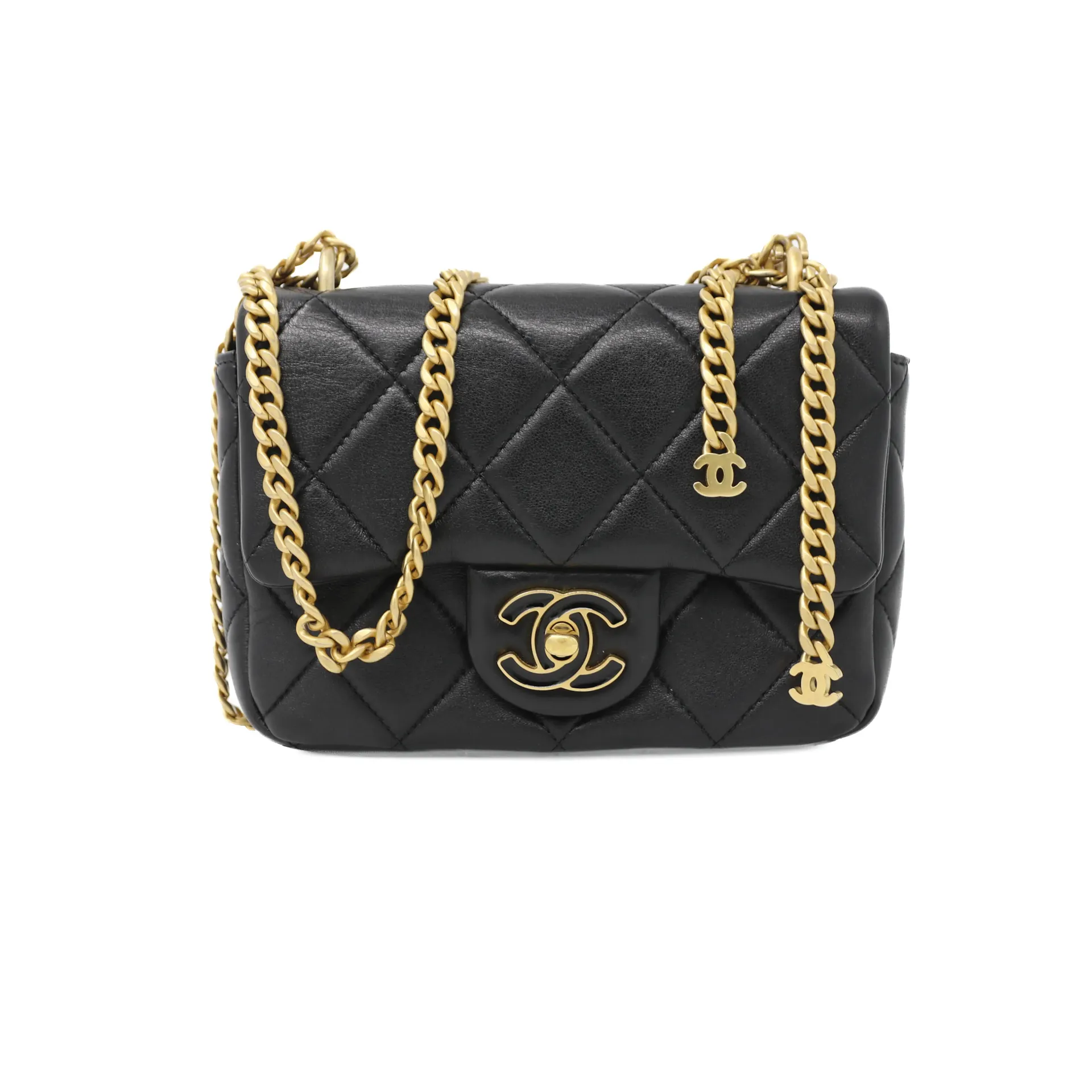 Chanel Mini Square Flap Bag Black Lambskin 