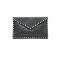 Valentino Rockstud Leather Envelope Clutch Black