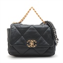 Chanel 19 Flap Lambskin Shoulder Bag Black 