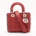 Christian Dior Lady Dior Cannage Leather Handbag Red