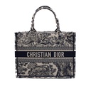 Christian Dior Medium Ecru and Blue Toile de Jouy Embroidery Book Tote 