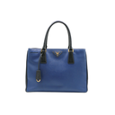 Prada Saffiano Lux Bi-Color Medium Tote Bluette Black