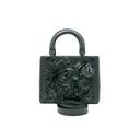 Christian Dior Matte Calfskin Flower Embellished Medium Lady Dior Black