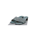 Christian Dior Dway Slide Heel Deep Blue Embroidered Cotton Size 38