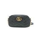 Gucci Calfskin Matelasse Small GG Marmont Chain Shoulder Bag Black 447632