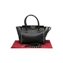 Valentino Garavani Vitello Rockstud Double Handle Tote Black