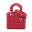 Christian Dior My Lady Dior Cannage Leather Small Handbag Pink With Charms