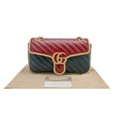 Gucci GG Marmont Small Shoulder Bag Matelassé Blue and Red 443497