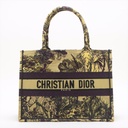 Christian Dior Embroidery Toile de Jouy Voyage Medium Book Tote Yellow