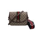 Gucci Ophidia Small Shoulder Bag In Beige And Dark Brown GG Supreme 722117