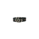 Gucci Bee Leather Slim Black Belt with Double G Buckle  414516 80 32