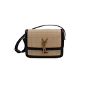 Saint Laurent Suede Quilted Monogram Small Solferino Satchel Burro Black