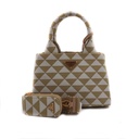 Prada Beige/chalk White Small Prada Symbole Embroidered Fabric Handbag