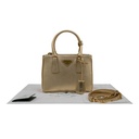 Prada Metallic Saffiano Lux Small Galleria Double Zip Tote Platino
