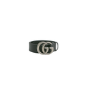 Gucci GG Black Leather Belt with Silver Buckle 406831 90 36