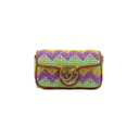 Gucci Woven Raffia Calfskin Super Mini GG Marmont Shoulder Bag Multicolor