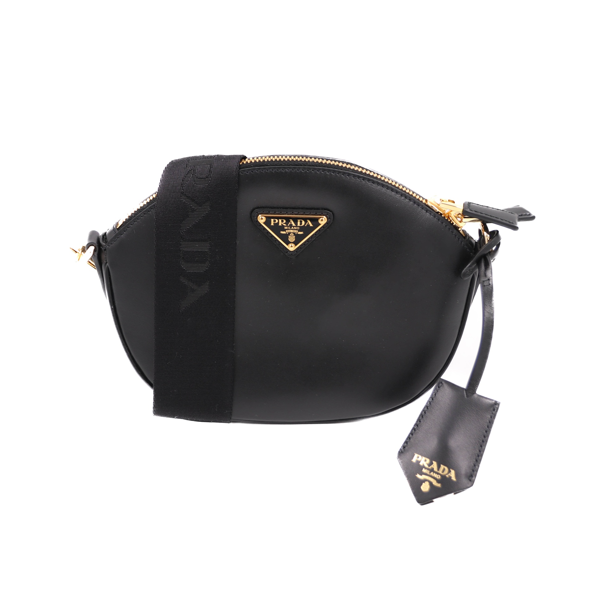 Prada Triangle-Logo Zip-Top Shoulder Bag Black - Luxury Handbag