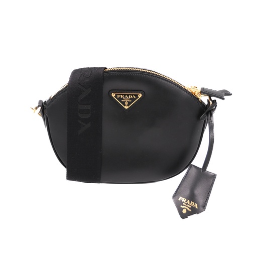Prada Triangle-Logo Zip-Top Shoulder Bag Black - Luxury Handbag