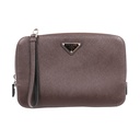 Prada Brown Saffiano Leather Pouch