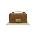 Fendi Baguette 3D FF Motif Chain Shoulder Brown Bag