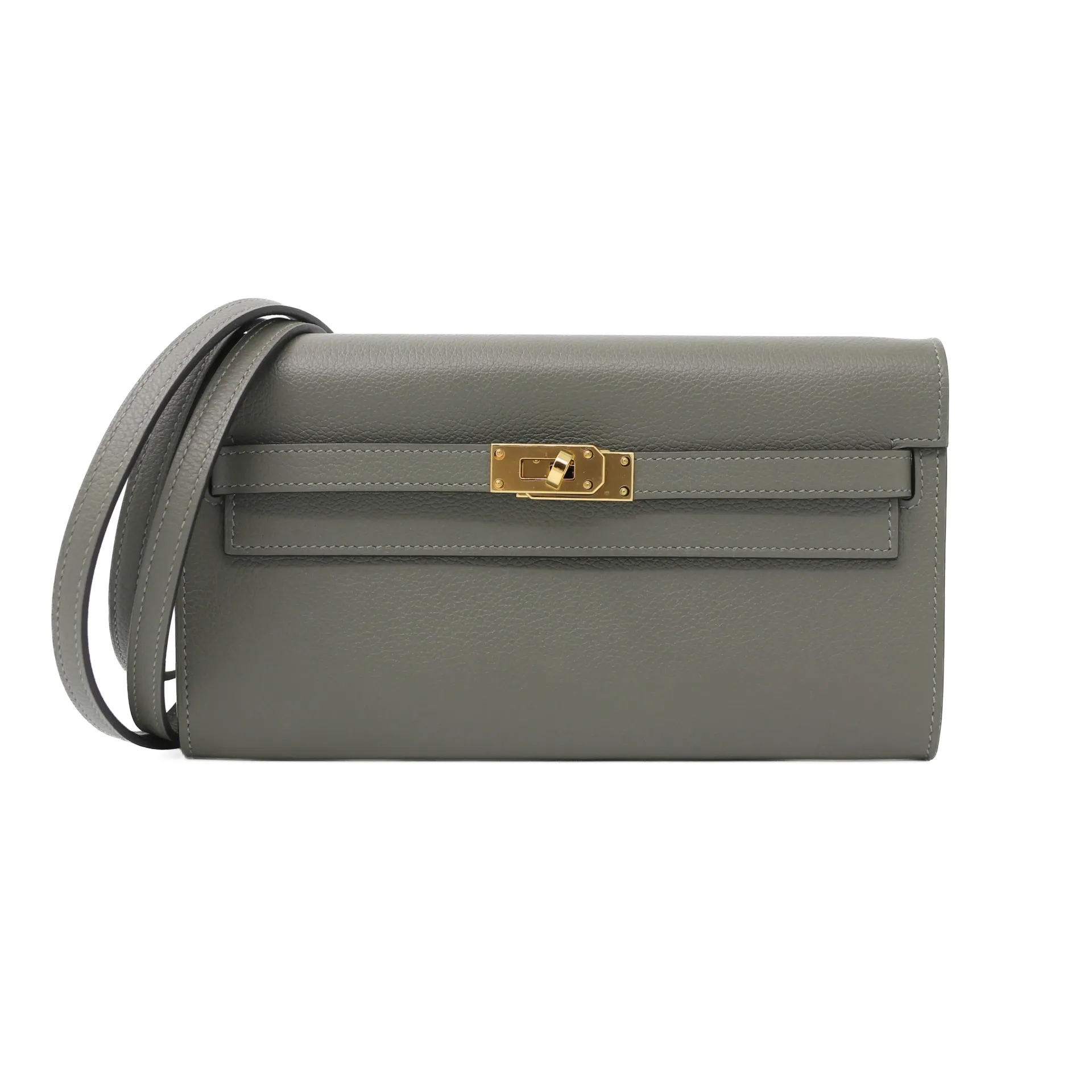 Hermes Kelly To Go Wallet in Gris Meyer Clemence 2023