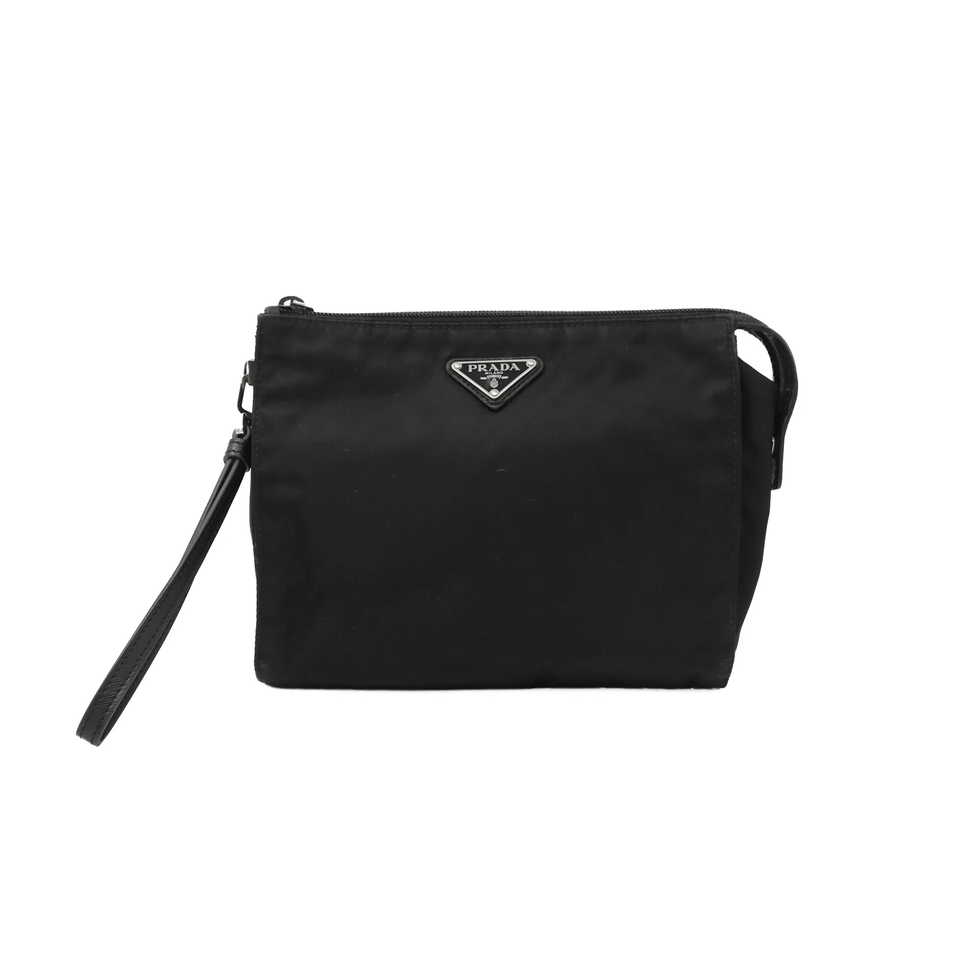 Prada Re-Nylon Triangle Logo Black Pouch