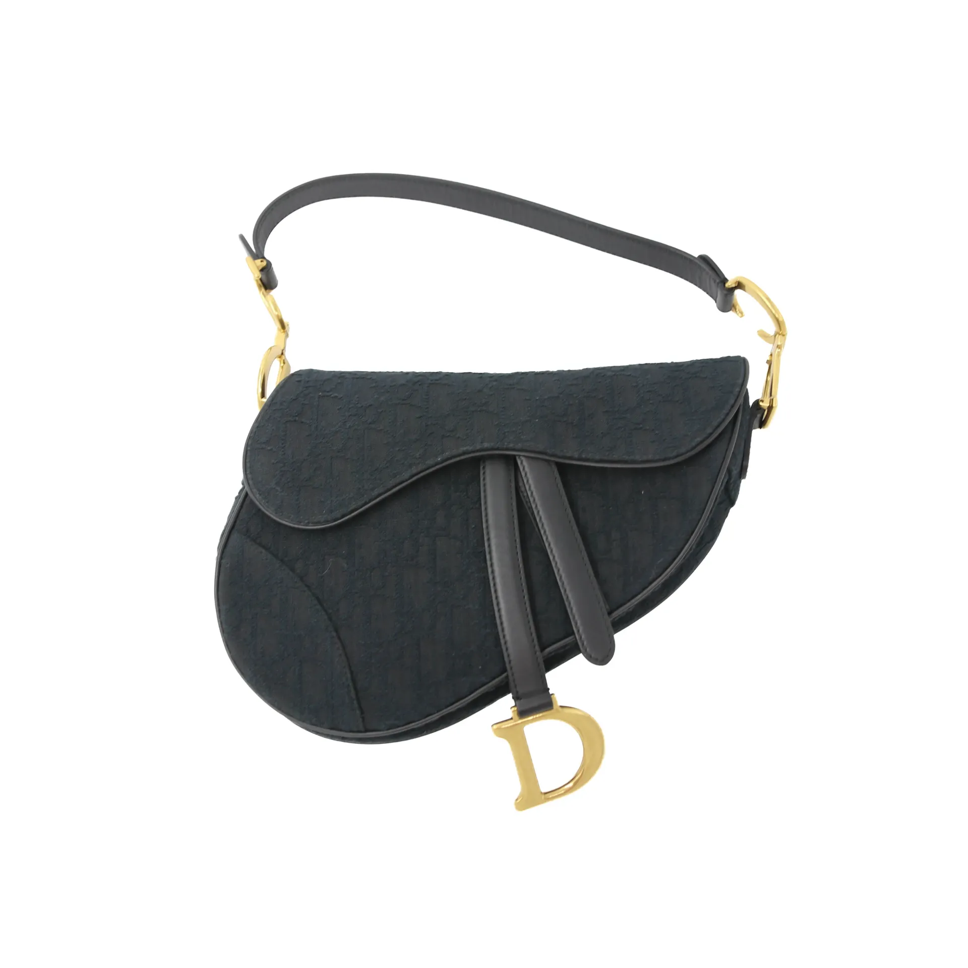 Christian Dior Oblique Jacquard Saddle Bag Black
