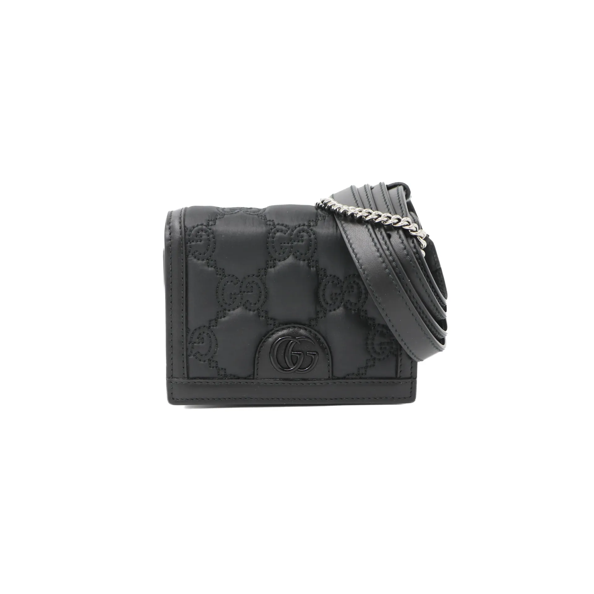 Gucci GG Marmont Matelassé Mini Wallet On Chain Black 723777