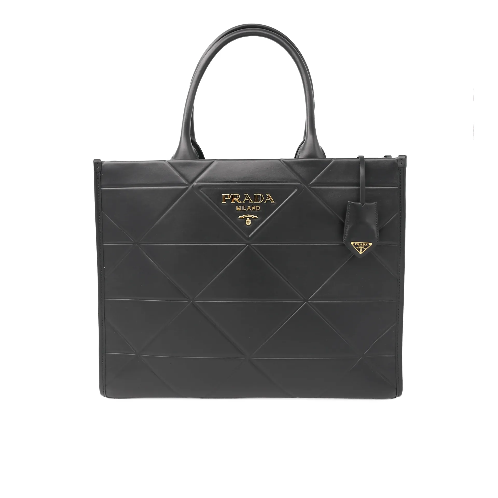 Prada Black Soft Calfskin Leather Symbole Large Tote Bag