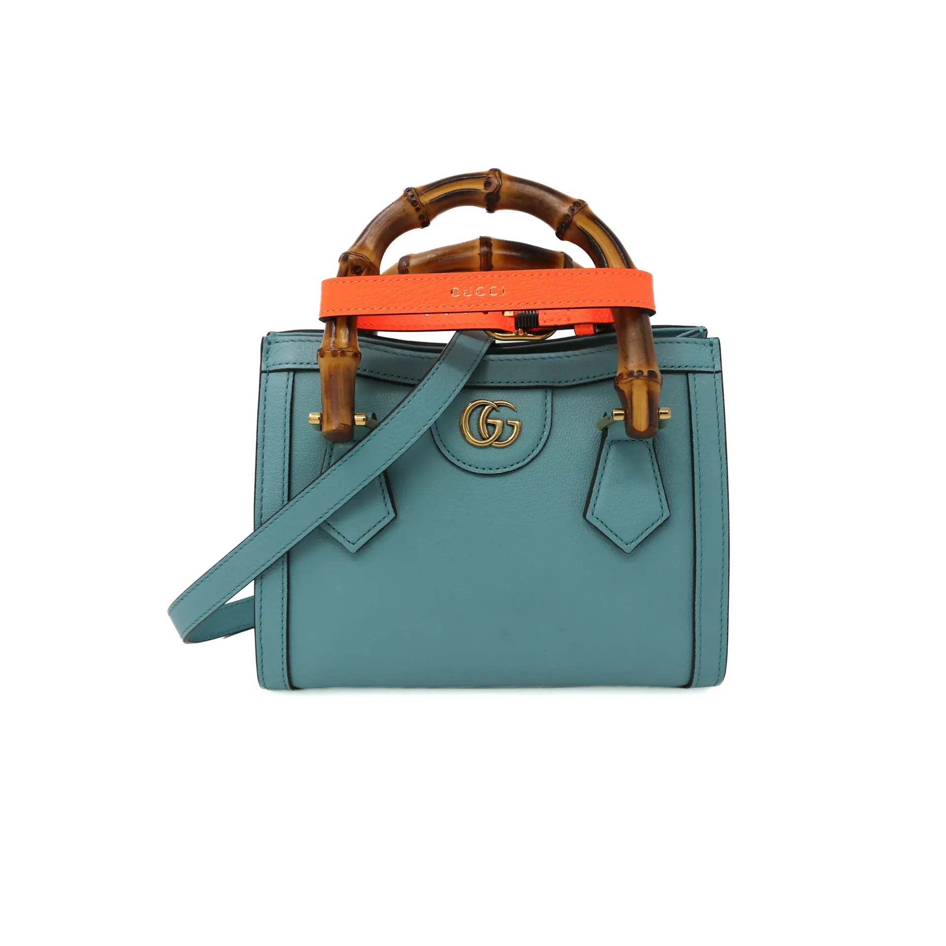 Gucci Bamboo Diana Mini Leather Tote Bag Teal 655661